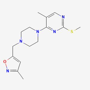 molecular formula C15H21N5OS B6464071 5-methyl-4-{4-[(3-methyl-1,2-oxazol-5-yl)methyl]piperazin-1-yl}-2-(methylsulfanyl)pyrimidine CAS No. 2640934-16-1