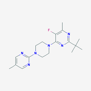 molecular formula C18H25FN6 B6464111 2-tert-butyl-5-fluoro-4-methyl-6-[4-(5-methylpyrimidin-2-yl)piperazin-1-yl]pyrimidine CAS No. 2640977-01-9