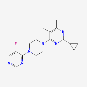 molecular formula C18H23FN6 B6464123 2-cyclopropyl-5-ethyl-4-[4-(5-fluoropyrimidin-4-yl)piperazin-1-yl]-6-methylpyrimidine CAS No. 2640946-32-1