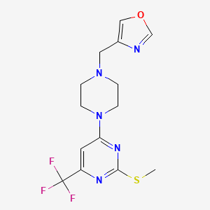 molecular formula C14H16F3N5OS B6464129 2-(methylsulfanyl)-4-{4-[(1,3-oxazol-4-yl)methyl]piperazin-1-yl}-6-(trifluoromethyl)pyrimidine CAS No. 2640873-07-8