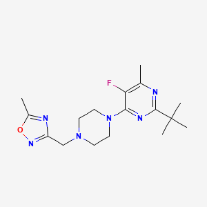 molecular formula C17H25FN6O B6464145 2-tert-butyl-5-fluoro-4-methyl-6-{4-[(5-methyl-1,2,4-oxadiazol-3-yl)methyl]piperazin-1-yl}pyrimidine CAS No. 2640934-89-8