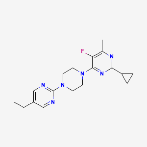 molecular formula C18H23FN6 B6464150 2-cyclopropyl-4-[4-(5-ethylpyrimidin-2-yl)piperazin-1-yl]-5-fluoro-6-methylpyrimidine CAS No. 2640903-58-6