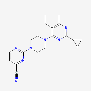 molecular formula C19H23N7 B6464167 2-[4-(2-cyclopropyl-5-ethyl-6-methylpyrimidin-4-yl)piperazin-1-yl]pyrimidine-4-carbonitrile CAS No. 2640947-40-4