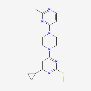 molecular formula C17H22N6S B6464175 4-cyclopropyl-6-[4-(2-methylpyrimidin-4-yl)piperazin-1-yl]-2-(methylsulfanyl)pyrimidine CAS No. 2640935-62-0