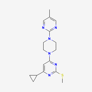 molecular formula C17H22N6S B6464178 4-cyclopropyl-6-[4-(5-methylpyrimidin-2-yl)piperazin-1-yl]-2-(methylsulfanyl)pyrimidine CAS No. 2640935-66-4