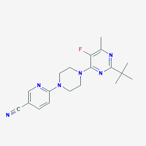 molecular formula C19H23FN6 B6464201 6-[4-(2-tert-butyl-5-fluoro-6-methylpyrimidin-4-yl)piperazin-1-yl]pyridine-3-carbonitrile CAS No. 2640944-82-5