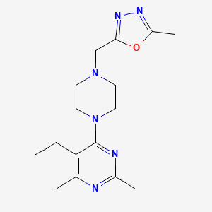 molecular formula C16H24N6O B6464221 5-ethyl-2,4-dimethyl-6-{4-[(5-methyl-1,3,4-oxadiazol-2-yl)methyl]piperazin-1-yl}pyrimidine CAS No. 2640944-86-9
