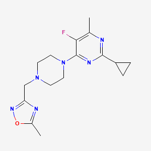 molecular formula C16H21FN6O B6464226 2-cyclopropyl-5-fluoro-4-methyl-6-{4-[(5-methyl-1,2,4-oxadiazol-3-yl)methyl]piperazin-1-yl}pyrimidine CAS No. 2640953-29-1