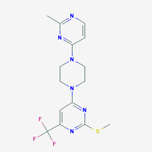 molecular formula C15H17F3N6S B6464246 4-[4-(2-methylpyrimidin-4-yl)piperazin-1-yl]-2-(methylsulfanyl)-6-(trifluoromethyl)pyrimidine CAS No. 2640949-49-9