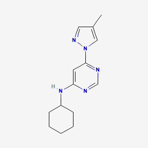 molecular formula C14H19N5 B6464252 N-cyclohexyl-6-(4-methyl-1H-pyrazol-1-yl)pyrimidin-4-amine CAS No. 2640950-98-5