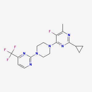 molecular formula C17H18F4N6 B6464257 2-cyclopropyl-5-fluoro-4-methyl-6-{4-[4-(trifluoromethyl)pyrimidin-2-yl]piperazin-1-yl}pyrimidine CAS No. 2640899-19-8