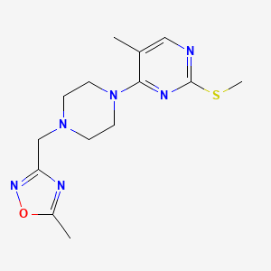 molecular formula C14H20N6OS B6464265 5-methyl-4-{4-[(5-methyl-1,2,4-oxadiazol-3-yl)methyl]piperazin-1-yl}-2-(methylsulfanyl)pyrimidine CAS No. 2640962-21-4