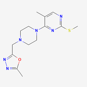 molecular formula C14H20N6OS B6464277 5-methyl-4-{4-[(5-methyl-1,3,4-oxadiazol-2-yl)methyl]piperazin-1-yl}-2-(methylsulfanyl)pyrimidine CAS No. 2640899-26-7