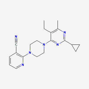 molecular formula C20H24N6 B6464325 2-[4-(2-cyclopropyl-5-ethyl-6-methylpyrimidin-4-yl)piperazin-1-yl]pyridine-3-carbonitrile CAS No. 2640950-01-0