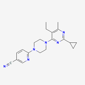 molecular formula C20H24N6 B6464337 6-[4-(2-cyclopropyl-5-ethyl-6-methylpyrimidin-4-yl)piperazin-1-yl]pyridine-3-carbonitrile CAS No. 2640945-40-8