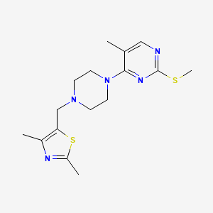 molecular formula C16H23N5S2 B6464359 4-{4-[(2,4-dimethyl-1,3-thiazol-5-yl)methyl]piperazin-1-yl}-5-methyl-2-(methylsulfanyl)pyrimidine CAS No. 2640896-04-2