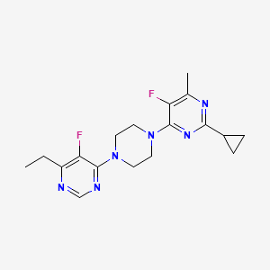 molecular formula C18H22F2N6 B6464380 2-cyclopropyl-4-[4-(6-ethyl-5-fluoropyrimidin-4-yl)piperazin-1-yl]-5-fluoro-6-methylpyrimidine CAS No. 2640946-45-6