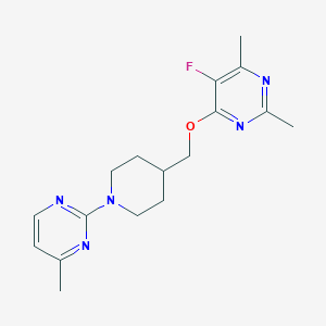 molecular formula C17H22FN5O B6464383 5-fluoro-2,4-dimethyl-6-{[1-(4-methylpyrimidin-2-yl)piperidin-4-yl]methoxy}pyrimidine CAS No. 2640897-54-5