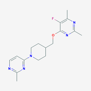 molecular formula C17H22FN5O B6464386 5-fluoro-2,4-dimethyl-6-{[1-(2-methylpyrimidin-4-yl)piperidin-4-yl]methoxy}pyrimidine CAS No. 2640966-85-2