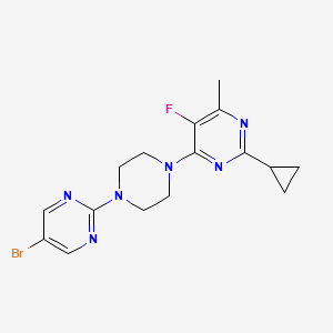 molecular formula C16H18BrFN6 B6464388 4-[4-(5-bromopyrimidin-2-yl)piperazin-1-yl]-2-cyclopropyl-5-fluoro-6-methylpyrimidine CAS No. 2640897-75-0