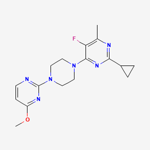 molecular formula C17H21FN6O B6464413 2-cyclopropyl-5-fluoro-4-[4-(4-methoxypyrimidin-2-yl)piperazin-1-yl]-6-methylpyrimidine CAS No. 2640882-33-1