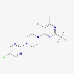 molecular formula C17H22ClFN6 B6464440 2-tert-butyl-4-[4-(5-chloropyrimidin-2-yl)piperazin-1-yl]-5-fluoro-6-methylpyrimidine CAS No. 2640892-29-9