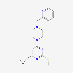 molecular formula C18H23N5S B6464453 4-cyclopropyl-2-(methylsulfanyl)-6-{4-[(pyridin-2-yl)methyl]piperazin-1-yl}pyrimidine CAS No. 2640944-36-9
