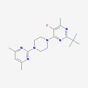 molecular formula C19H27FN6 B6464478 2-tert-butyl-4-[4-(4,6-dimethylpyrimidin-2-yl)piperazin-1-yl]-5-fluoro-6-methylpyrimidine CAS No. 2640952-31-2