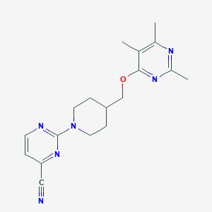 molecular formula C18H22N6O B6464535 2-(4-{[(2,5,6-trimethylpyrimidin-4-yl)oxy]methyl}piperidin-1-yl)pyrimidine-4-carbonitrile CAS No. 2640969-11-3