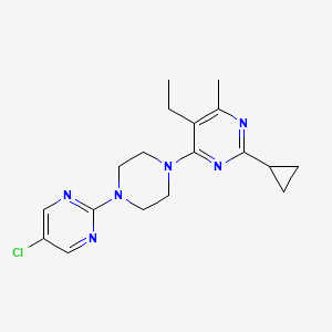 molecular formula C18H23ClN6 B6464561 4-[4-(5-chloropyrimidin-2-yl)piperazin-1-yl]-2-cyclopropyl-5-ethyl-6-methylpyrimidine CAS No. 2640972-86-5