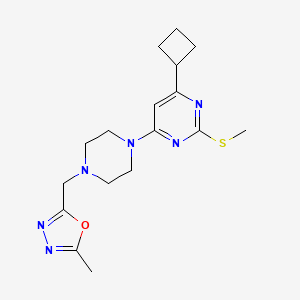 molecular formula C17H24N6OS B6464597 4-cyclobutyl-6-{4-[(5-methyl-1,3,4-oxadiazol-2-yl)methyl]piperazin-1-yl}-2-(methylsulfanyl)pyrimidine CAS No. 2640972-90-1