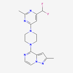 molecular formula C17H19F2N7 B6464599 4-(difluoromethyl)-2-methyl-6-(4-{2-methylpyrazolo[1,5-a]pyrazin-4-yl}piperazin-1-yl)pyrimidine CAS No. 2640953-81-5
