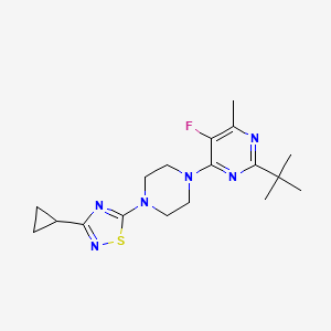 molecular formula C18H25FN6S B6464600 2-tert-butyl-4-[4-(3-cyclopropyl-1,2,4-thiadiazol-5-yl)piperazin-1-yl]-5-fluoro-6-methylpyrimidine CAS No. 2640945-55-5