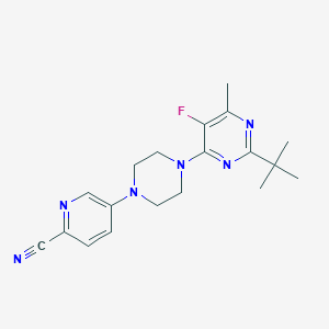molecular formula C19H23FN6 B6464608 5-[4-(2-tert-butyl-5-fluoro-6-methylpyrimidin-4-yl)piperazin-1-yl]pyridine-2-carbonitrile CAS No. 2640947-65-3