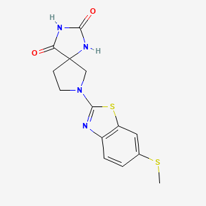 molecular formula C14H14N4O2S2 B6464633 7-[6-(methylsulfanyl)-1,3-benzothiazol-2-yl]-1,3,7-triazaspiro[4.4]nonane-2,4-dione CAS No. 2640953-83-7