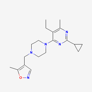molecular formula C19H27N5O B6464650 2-cyclopropyl-5-ethyl-4-methyl-6-{4-[(5-methyl-1,2-oxazol-4-yl)methyl]piperazin-1-yl}pyrimidine CAS No. 2640974-98-5