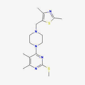 molecular formula C17H25N5S2 B6464759 4-{4-[(2,4-dimethyl-1,3-thiazol-5-yl)methyl]piperazin-1-yl}-5,6-dimethyl-2-(methylsulfanyl)pyrimidine CAS No. 2640948-46-3
