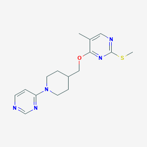 molecular formula C16H21N5OS B6464807 5-methyl-2-(methylsulfanyl)-4-{[1-(pyrimidin-4-yl)piperidin-4-yl]methoxy}pyrimidine CAS No. 2640966-02-3