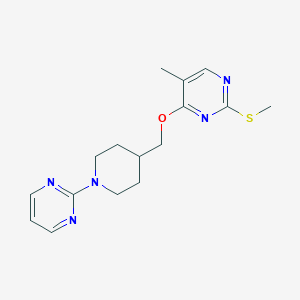 molecular formula C16H21N5OS B6464809 5-methyl-2-(methylsulfanyl)-4-{[1-(pyrimidin-2-yl)piperidin-4-yl]methoxy}pyrimidine CAS No. 2640902-25-4