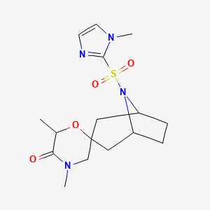 molecular formula C16H24N4O4S B6464821 4',6'-dimethyl-8-[(1-methyl-1H-imidazol-2-yl)sulfonyl]-8-azaspiro[bicyclo[3.2.1]octane-3,2'-morpholin]-5'-one CAS No. 2640814-37-3
