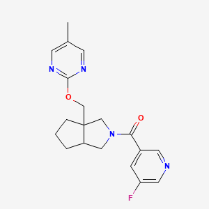 molecular formula C19H21FN4O2 B6464857 2-{[2-(5-fluoropyridine-3-carbonyl)-octahydrocyclopenta[c]pyrrol-3a-yl]methoxy}-5-methylpyrimidine CAS No. 2640885-92-1