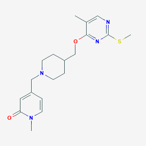molecular formula C19H26N4O2S B6464864 1-methyl-4-{[4-({[5-methyl-2-(methylsulfanyl)pyrimidin-4-yl]oxy}methyl)piperidin-1-yl]methyl}-1,2-dihydropyridin-2-one CAS No. 2640895-29-8