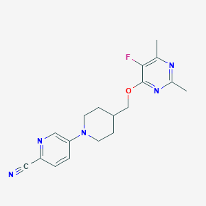 molecular formula C18H20FN5O B6464876 5-(4-{[(5-fluoro-2,6-dimethylpyrimidin-4-yl)oxy]methyl}piperidin-1-yl)pyridine-2-carbonitrile CAS No. 2640846-45-1