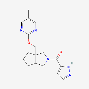 molecular formula C17H21N5O2 B6464920 5-methyl-2-{[2-(1H-pyrazole-3-carbonyl)-octahydrocyclopenta[c]pyrrol-3a-yl]methoxy}pyrimidine CAS No. 2640902-37-8