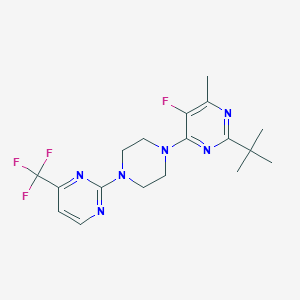 molecular formula C18H22F4N6 B6464965 2-tert-butyl-5-fluoro-4-methyl-6-{4-[4-(trifluoromethyl)pyrimidin-2-yl]piperazin-1-yl}pyrimidine CAS No. 2640878-74-4