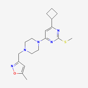 molecular formula C18H25N5OS B6464988 4-cyclobutyl-6-{4-[(5-methyl-1,2-oxazol-3-yl)methyl]piperazin-1-yl}-2-(methylsulfanyl)pyrimidine CAS No. 2640944-10-9