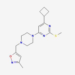 molecular formula C18H25N5OS B6464990 4-cyclobutyl-6-{4-[(3-methyl-1,2-oxazol-5-yl)methyl]piperazin-1-yl}-2-(methylsulfanyl)pyrimidine CAS No. 2640896-85-9