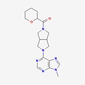 molecular formula C18H24N6O2 B6465009 9-methyl-6-[5-(oxane-2-carbonyl)-octahydropyrrolo[3,4-c]pyrrol-2-yl]-9H-purine CAS No. 2640935-47-1