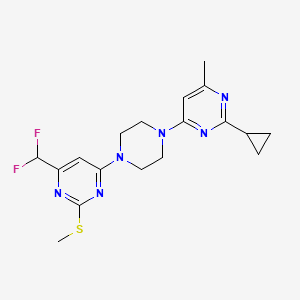 molecular formula C18H22F2N6S B6465031 2-cyclopropyl-4-{4-[6-(difluoromethyl)-2-(methylsulfanyl)pyrimidin-4-yl]piperazin-1-yl}-6-methylpyrimidine CAS No. 2640944-60-9