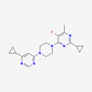molecular formula C19H23FN6 B6465034 2-cyclopropyl-4-[4-(6-cyclopropylpyrimidin-4-yl)piperazin-1-yl]-5-fluoro-6-methylpyrimidine CAS No. 2640935-80-2